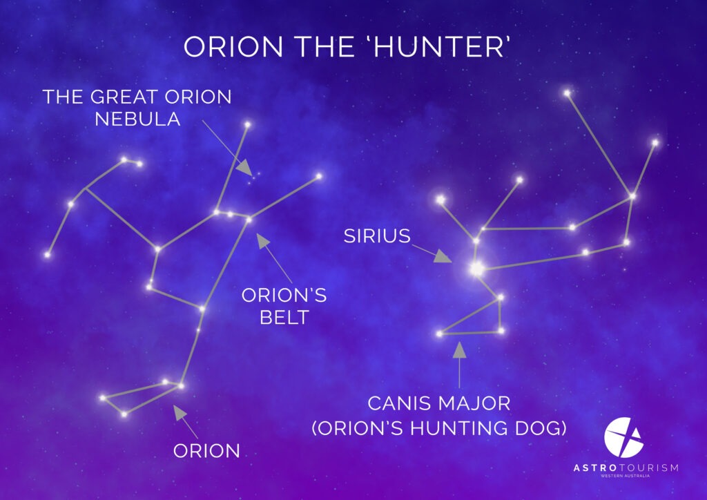 Image shows an illustration of the constellation of Orion