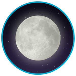 An illustration of the moon in the night sky