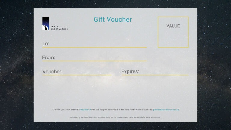 A blank Perth Observatory gift voucher