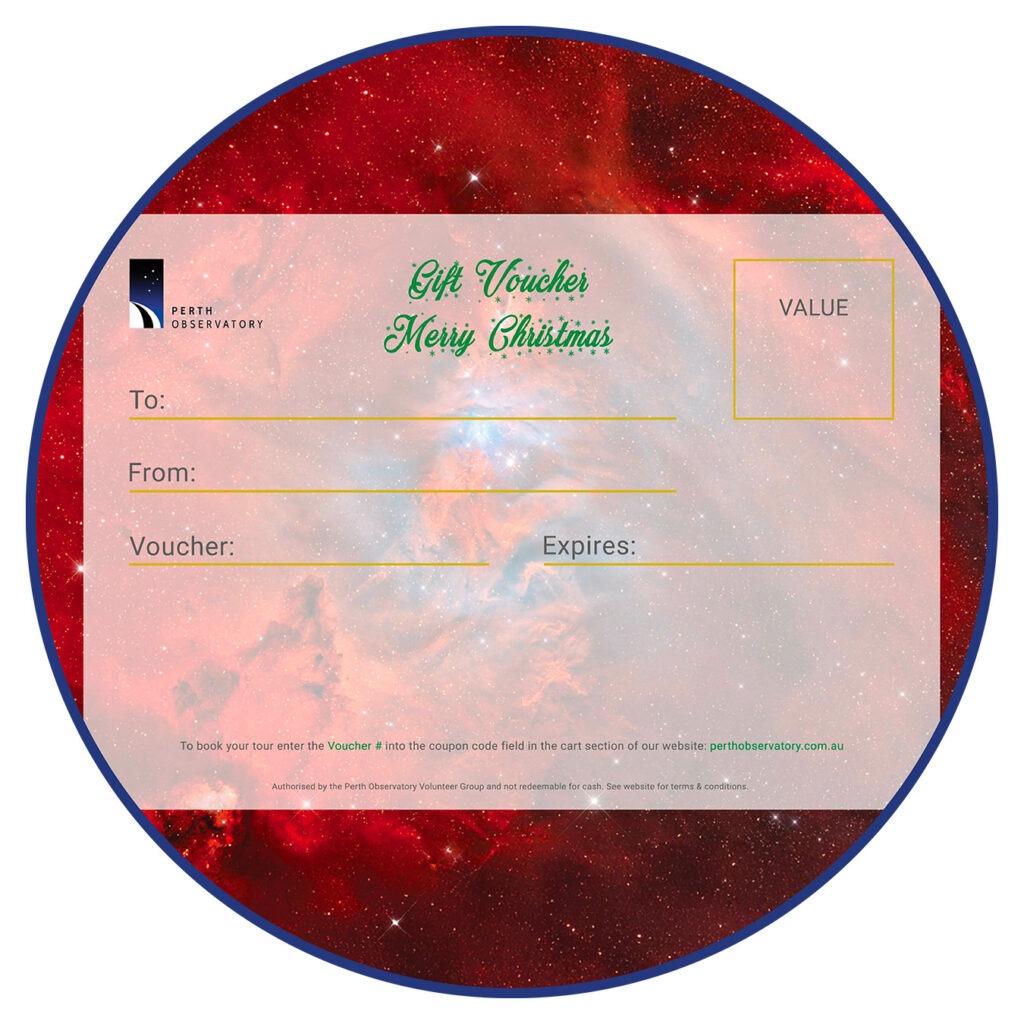 Perth Observatory Christmas gift vouchers.