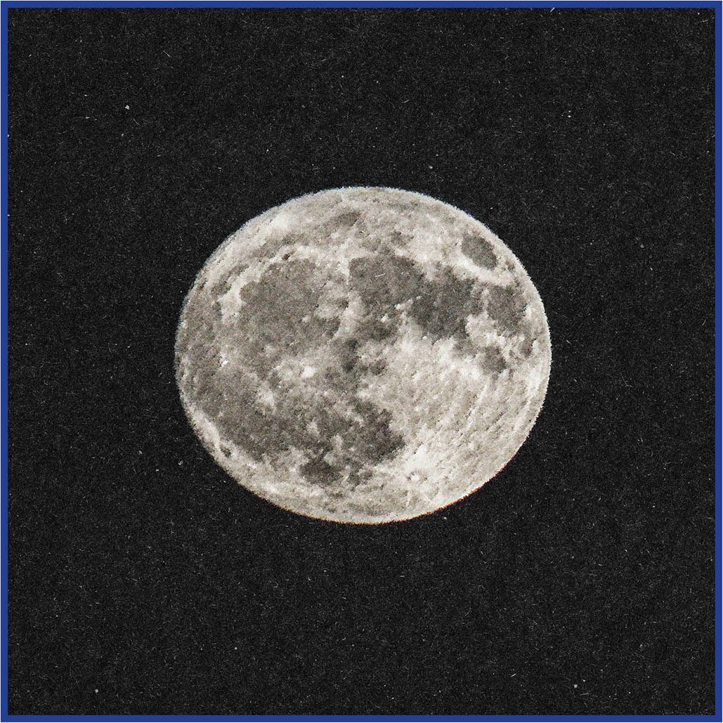 Moon facts #4: A full moon, edited to exaggerate its squashed ellipsoid features